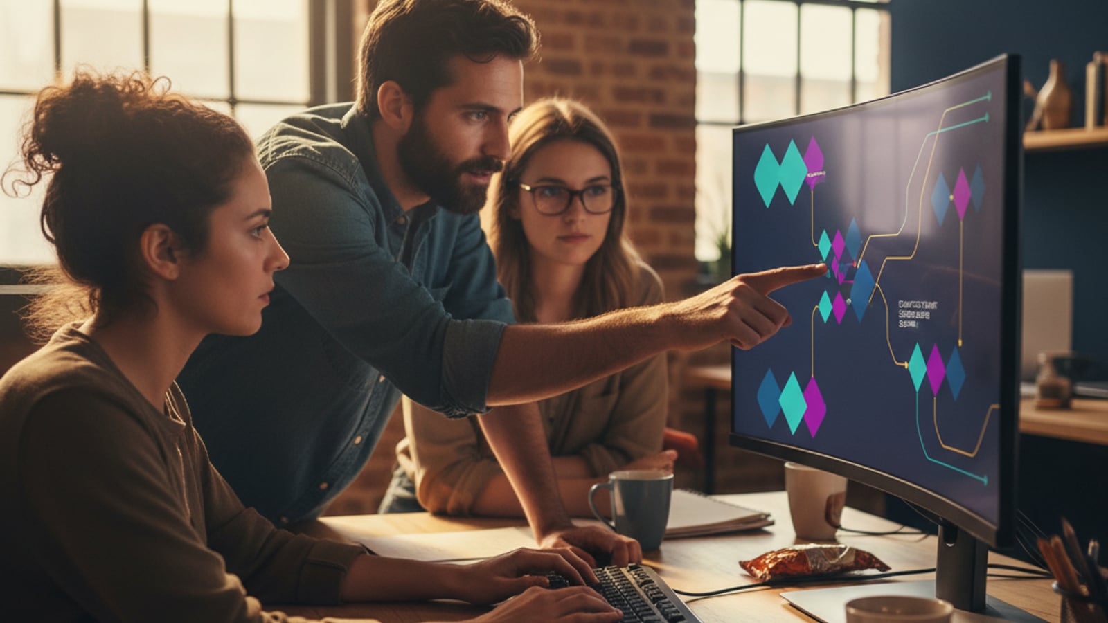 Engineers collaborate on a complex architectural diagram, designing robust multi tenant postgres search isolation mechanisms.