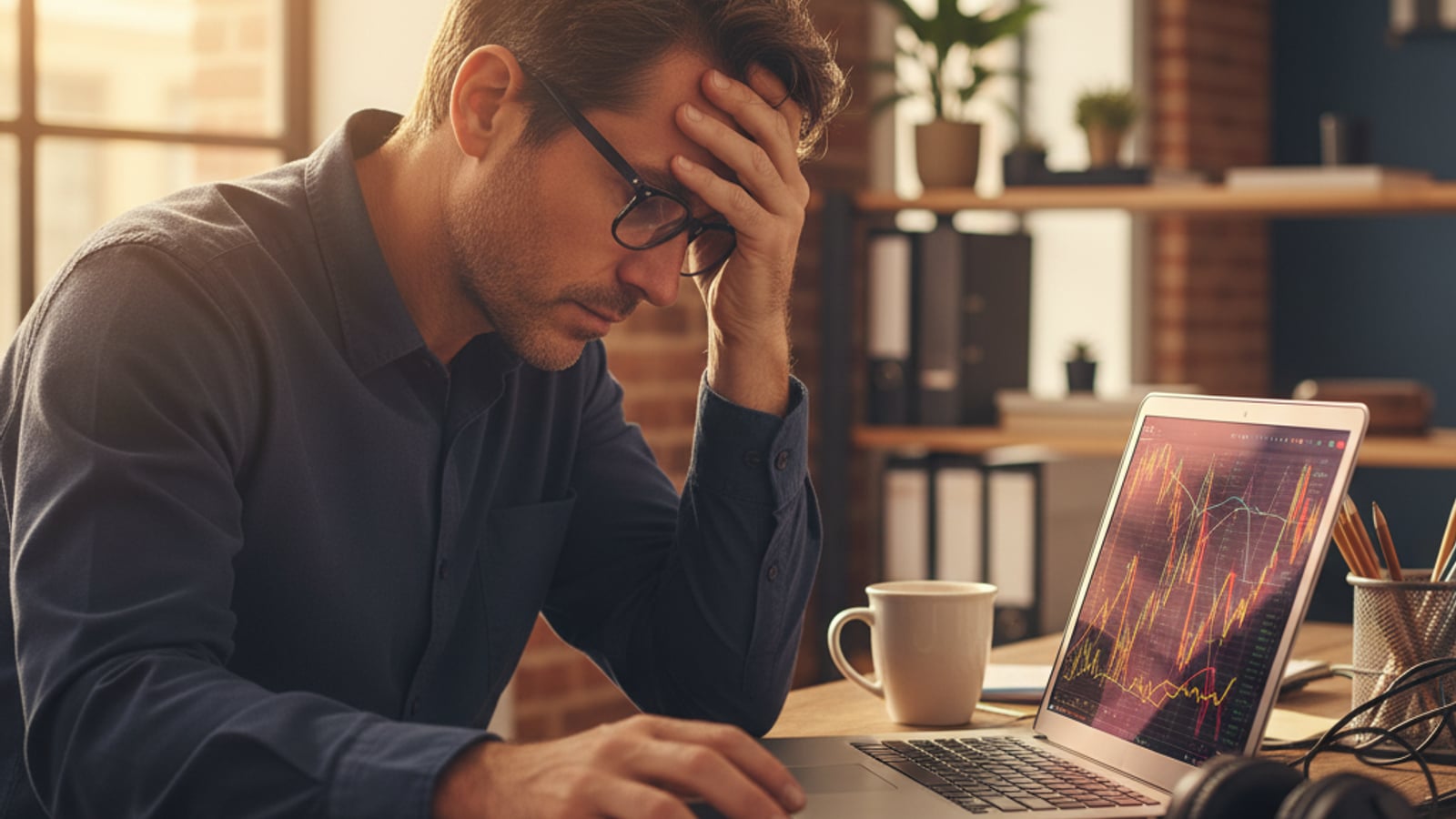 A frustrated CTO stares at a chaotic financial dashboard with red alerts, grappling with complex stripe billing for AI SaaS products.