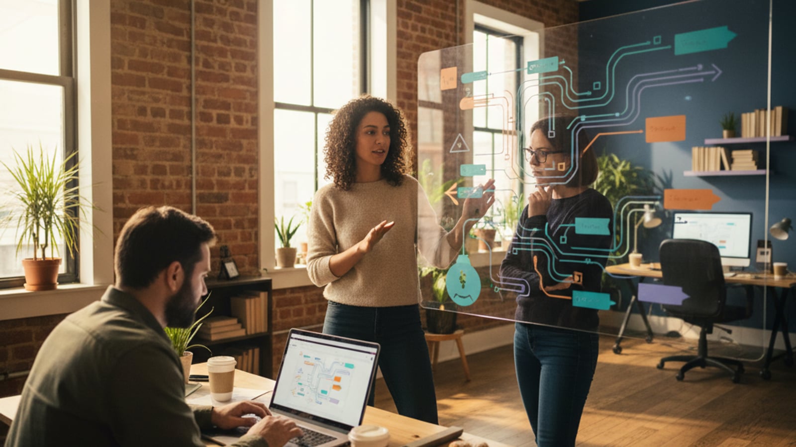 Engineers collaborate at a whiteboard with abstract diagrams, designing a robust Stripe Connect billing architecture for marketplace saas.